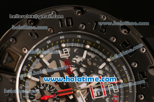 Richard Mille RM032 Chrono Swiss Valjoux 7750 Automatic PVD Case with Skeleton Dial and White Markers - Click Image to Close